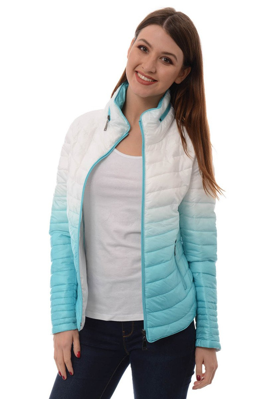 Damska Jesienna Wiosenna Kurtka Ortalionowa Ombre Emma Miętowo Biała