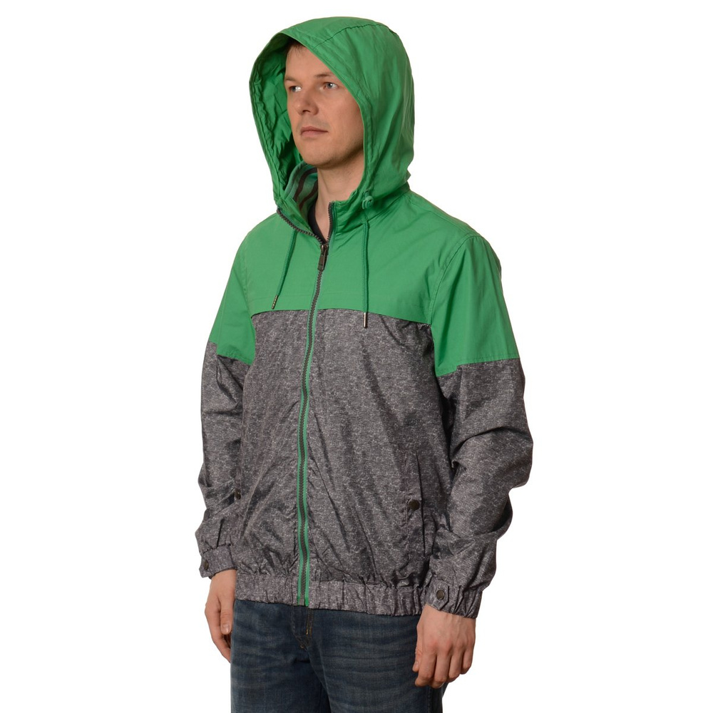 Męska Kurtka Wiosenna - Jesienna Wiatrówka Zielono Szara