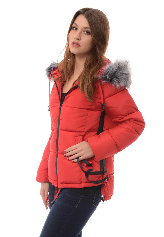 Damska Zimowa Kurtka Ortalionowa Czerwona