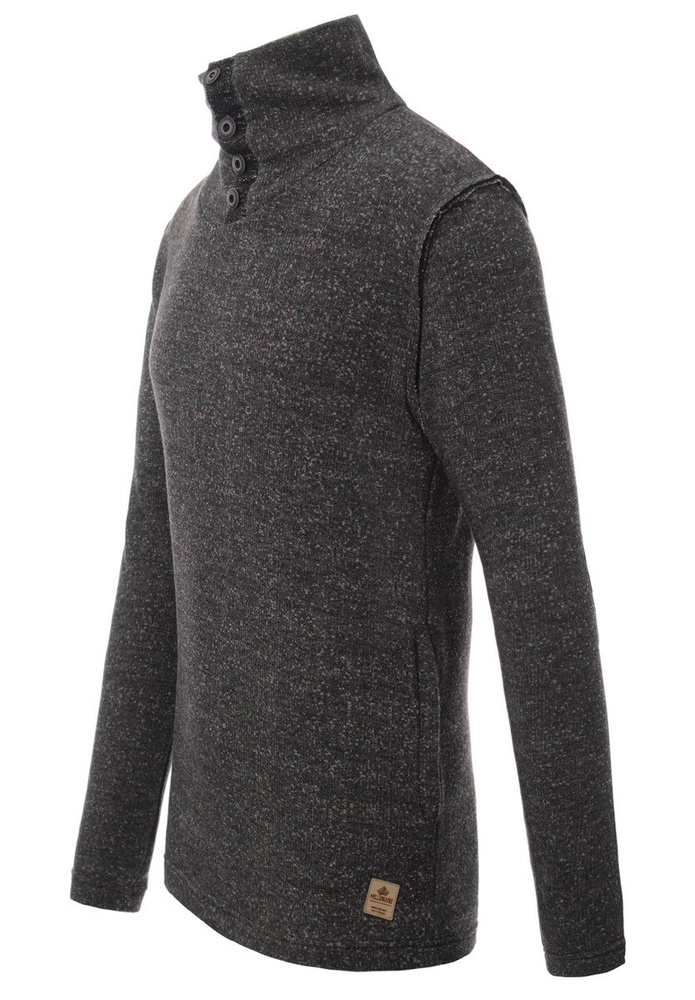 Męska Bluza Z Wysokim Kołnierzem Melanż Czarna