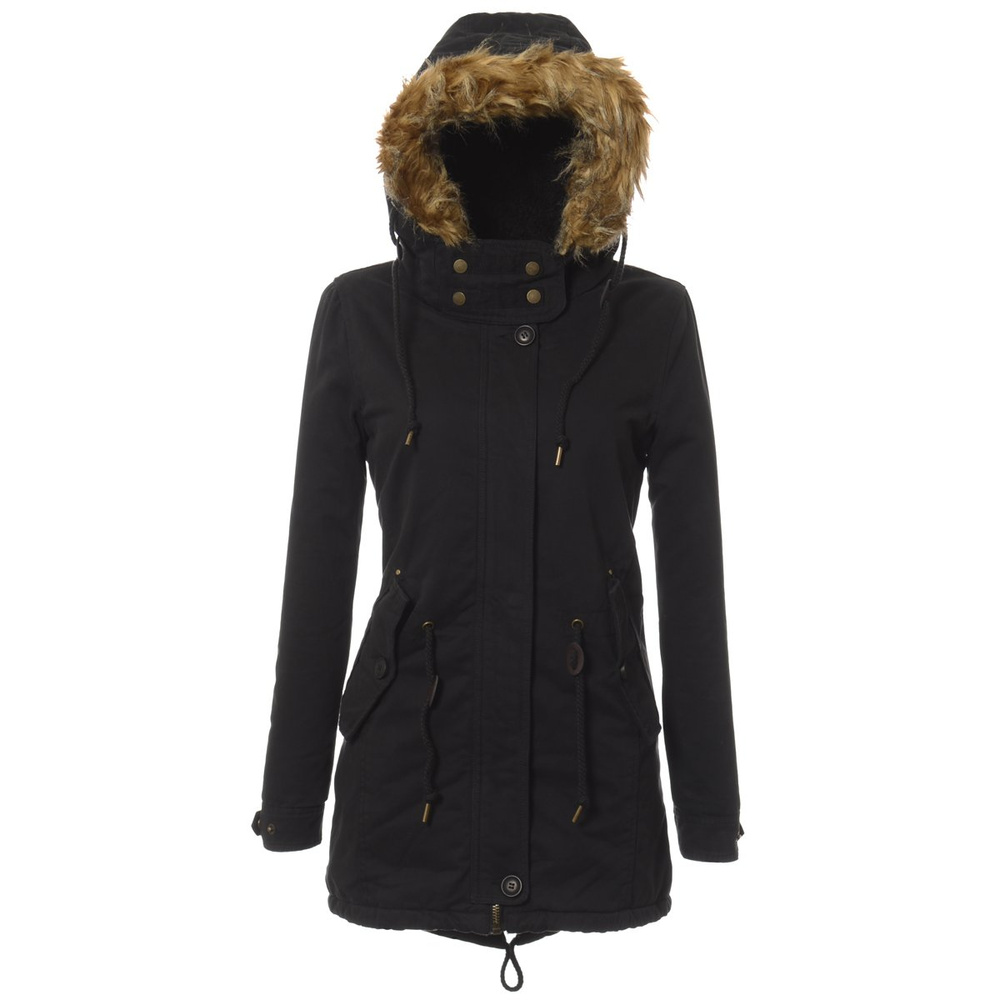 Kurtka Parka Zimowa Futro Czarna