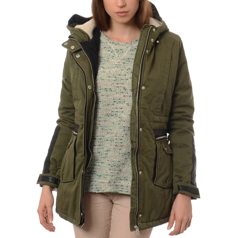 Damska Zimowa Parka Kurtka Wendy Ciemna Zieleń