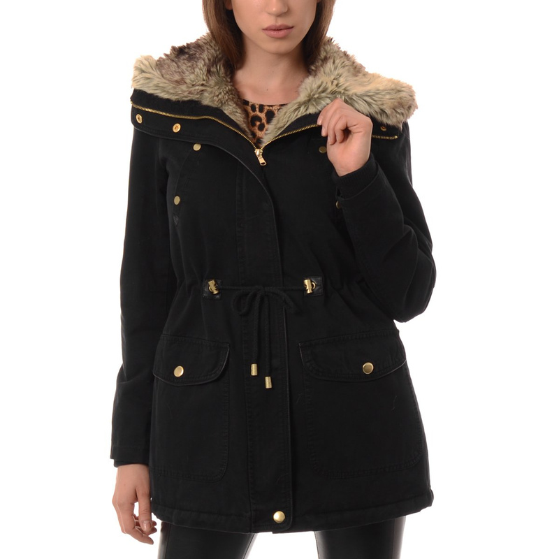 Damska Parka Kurtka Zimowa Czarna