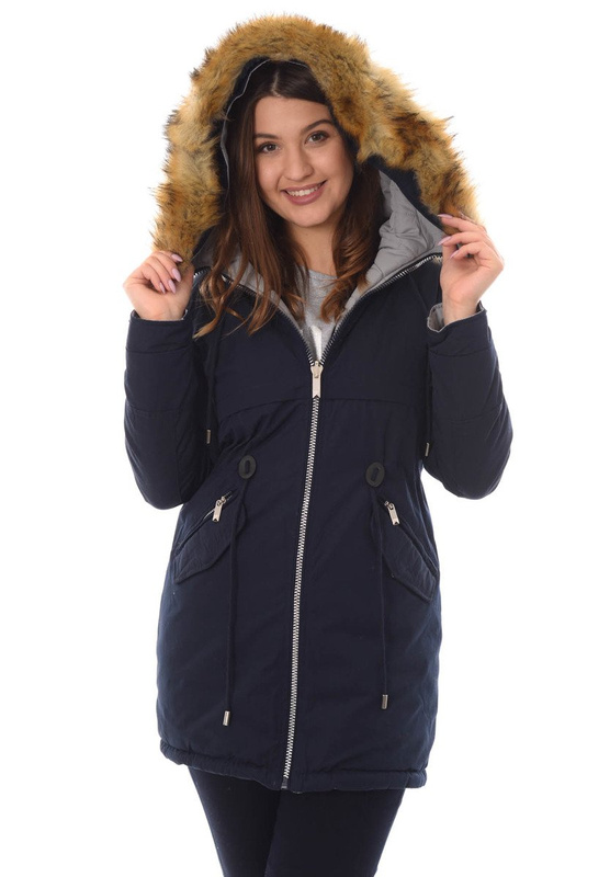 Damska Dwustronna Zimowa Kurtka Molly Granatowa
