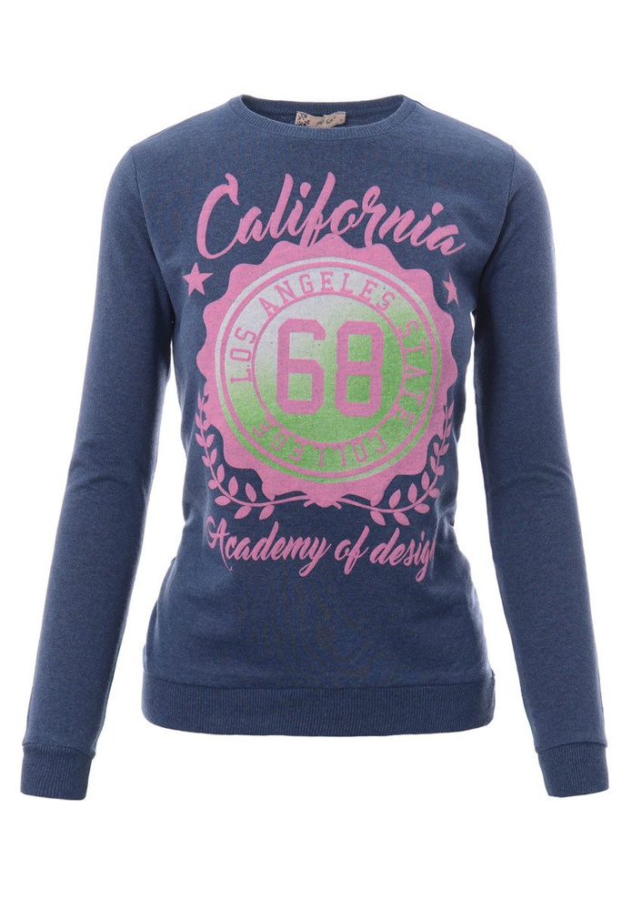 Damska Bluza Bawełniana Nadruk California 68 Granatowa