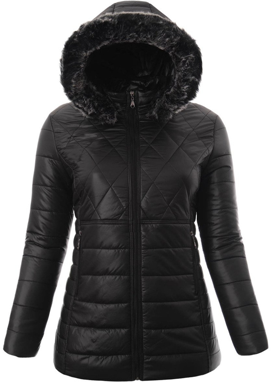 Damska Zimowa Ortalionowa Kurtka Czarna
