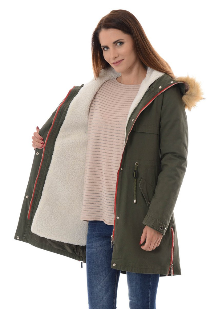 Damska Kurtka Parka Zimowa 2w1 Nataly Zielona