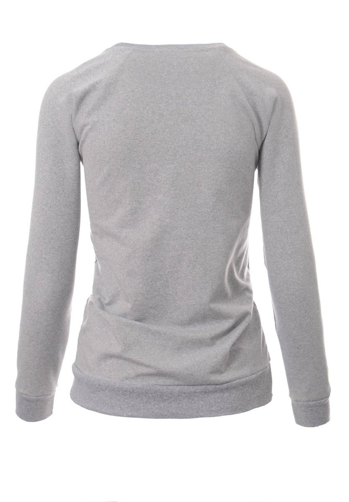 Damska Bluza Bawełniana Bez Nadruku Szara
