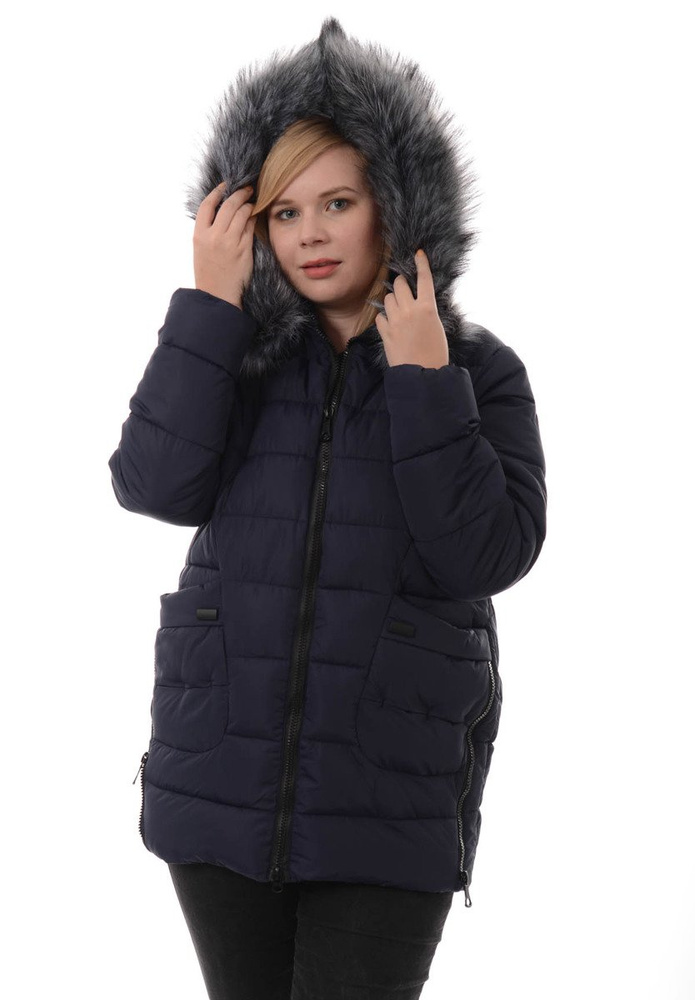 Damska Zimowa Ortalionowa Kurtka Hanna Granatowa