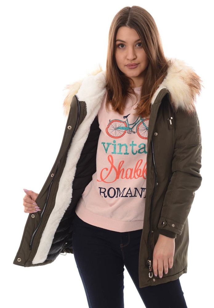 Damska Zimowa Kurtka Ortalionowa Zielona