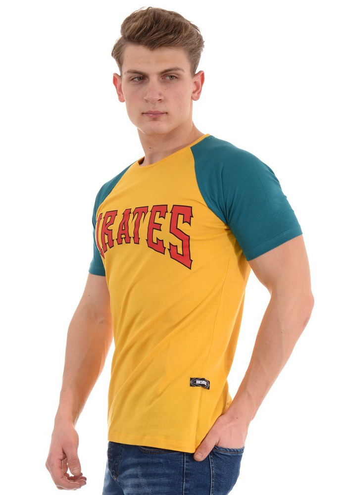 Męska Koszulka T-Shirt Nadruk Żółta