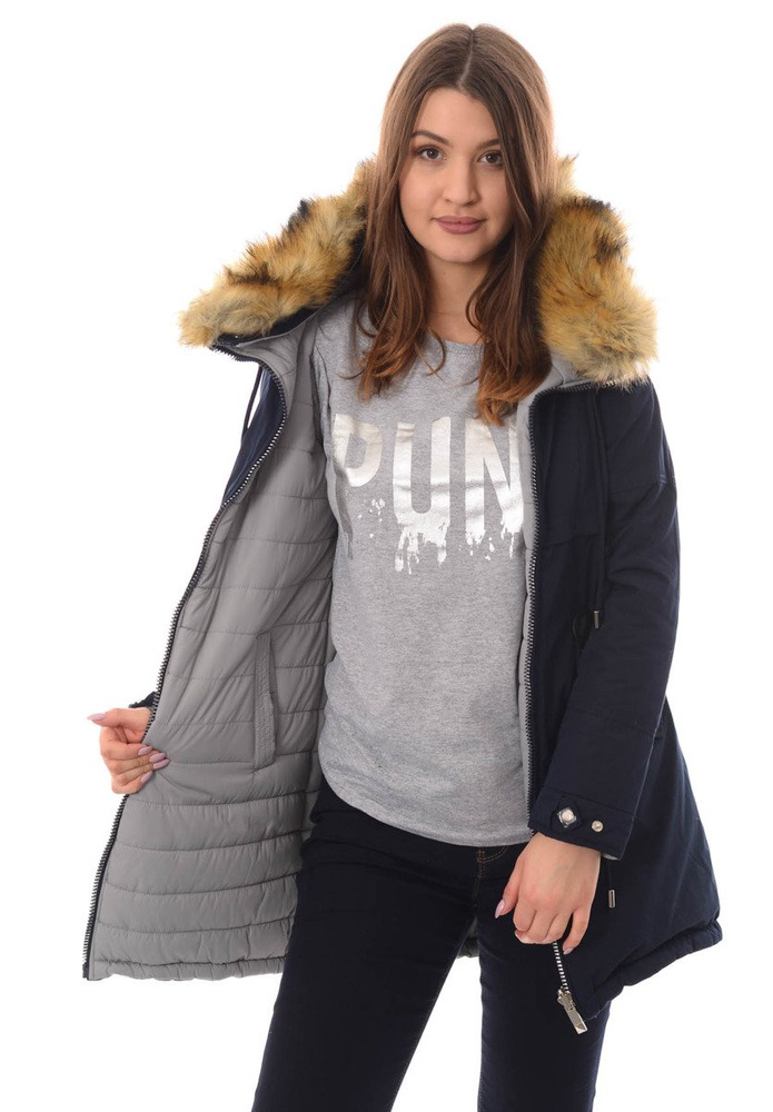 Damska Dwustronna Zimowa Kurtka Molly Granatowa