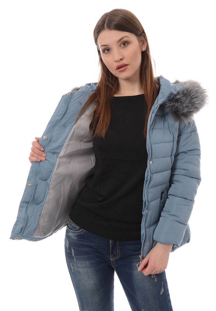 Damska Zimowa Kurtka Ortalionowa Błękit