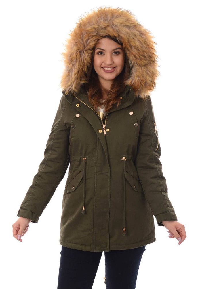 Damska Bawełniana Zimowa Kurtka Parka Zielona