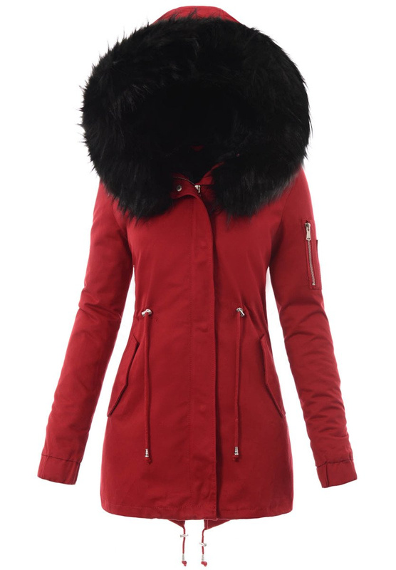 Piękna Damska Kurtka Parka 2w1 Emilia Czerwona
