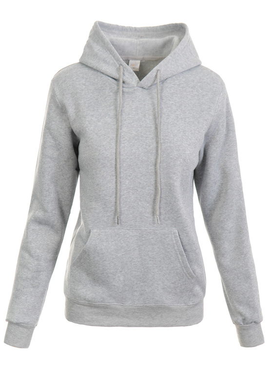 Damska Bluza Z Kapturem Kangurka Jasno Szara