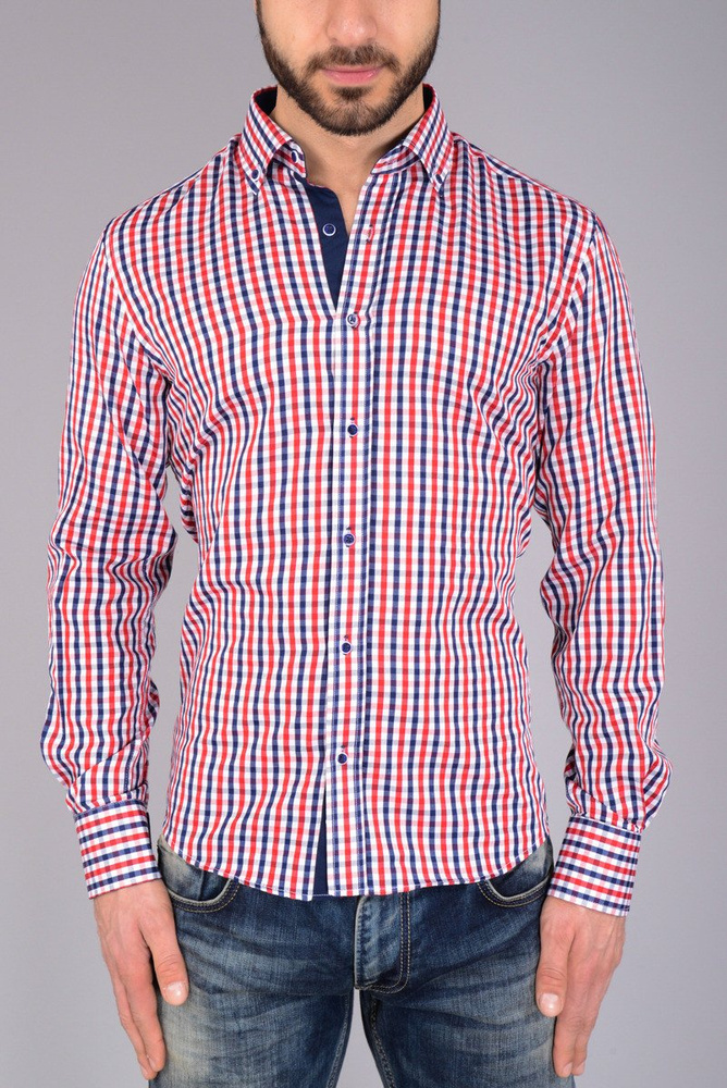 Elegancka Męska Koszula Łaty Kratka