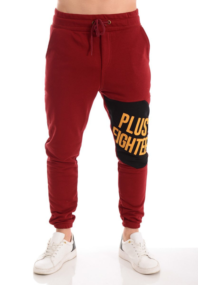Męskie Spodnie Dresowe Bawełniane Bordowe