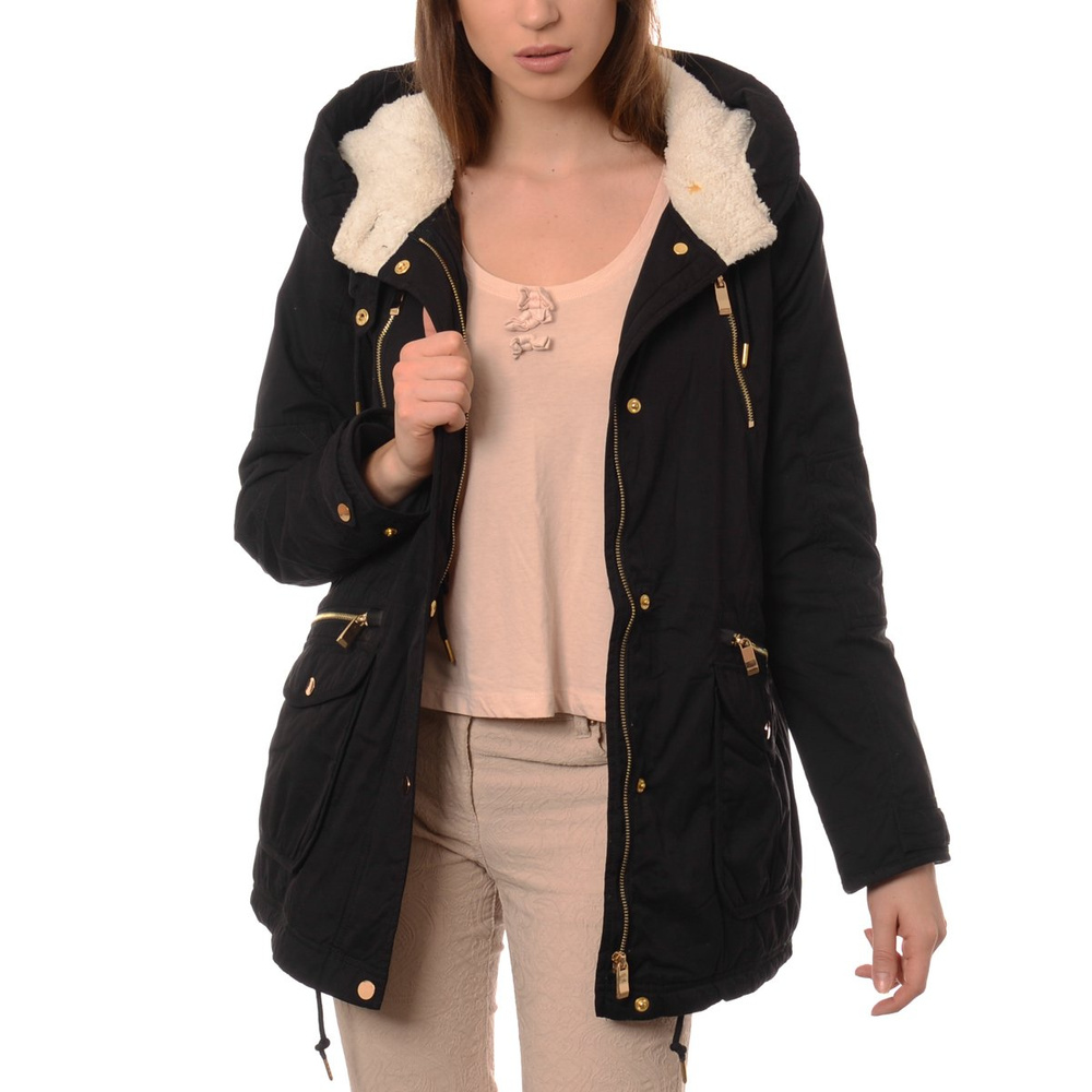 Damska Kurtka Parka Zimowa Czarna (595)