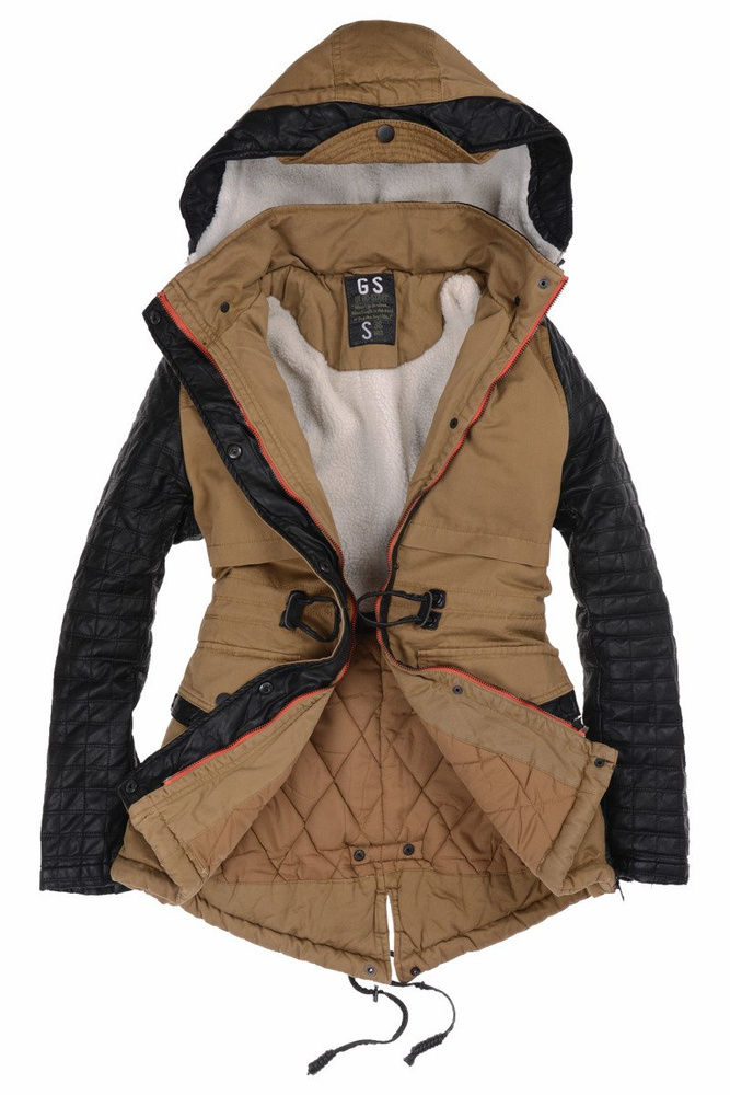 Damska Zimowa Parka Kurtka Beżowa (292)