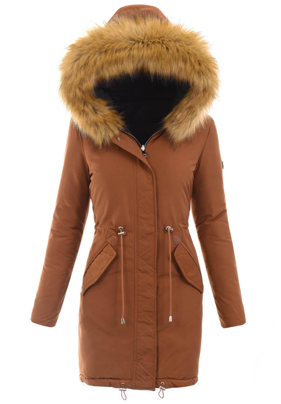 Damska Dwustronna Ortalionowa Kurtka Parka Gryzelda Brązowo Czarna