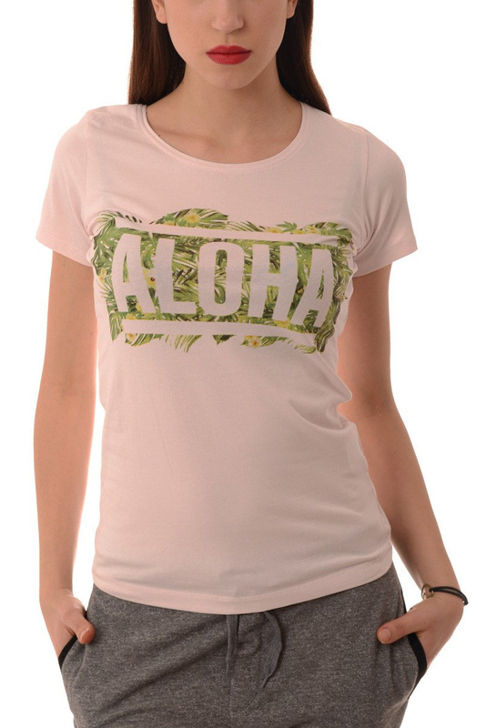 Koszulka Bluzka T-shirt Nadruk Blady Róż