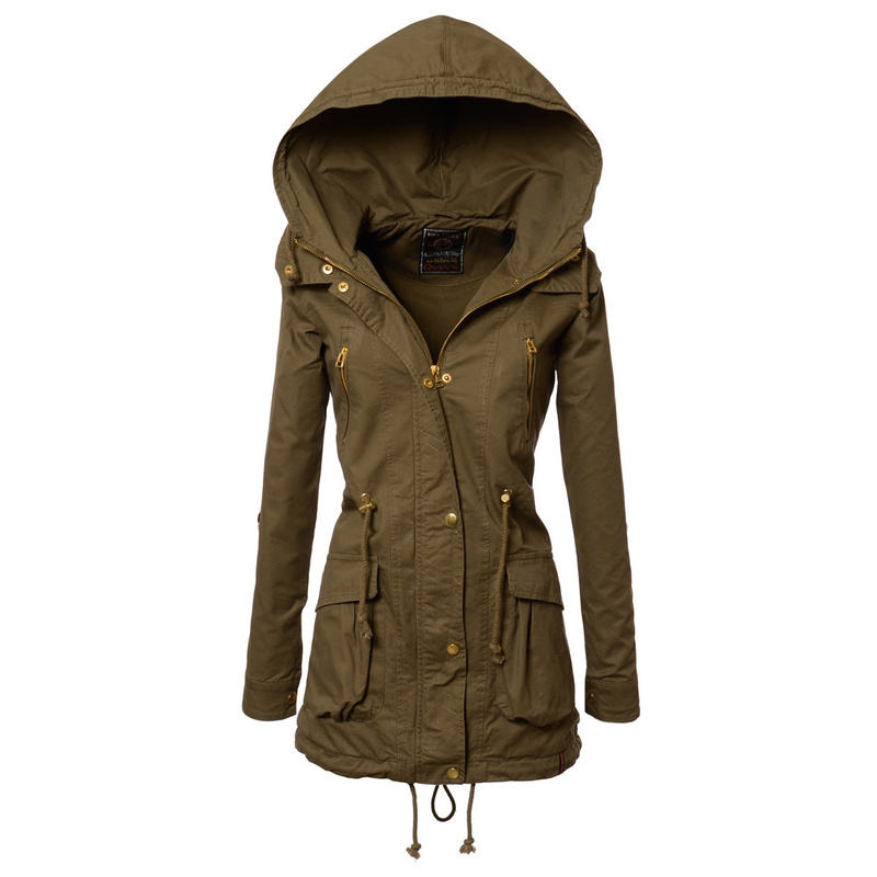 Damska Wiosenna Parka Zielona