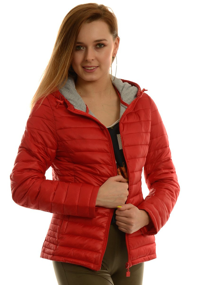 Damska Jesienna Wiosenna Kurtka Ortalionowa Czerwona