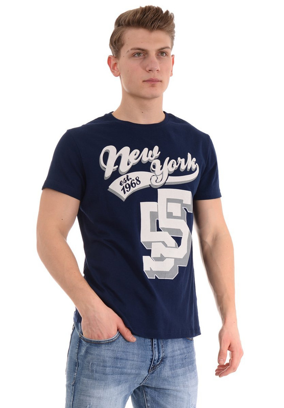 Męska Koszulka T-Shirt Nadruk Granatowa