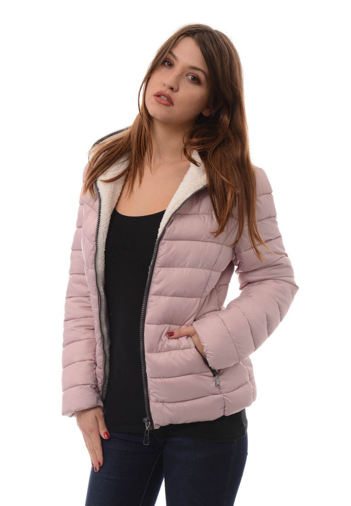 Damska Zimowa Kurtka Ortalionowa Blady Róż