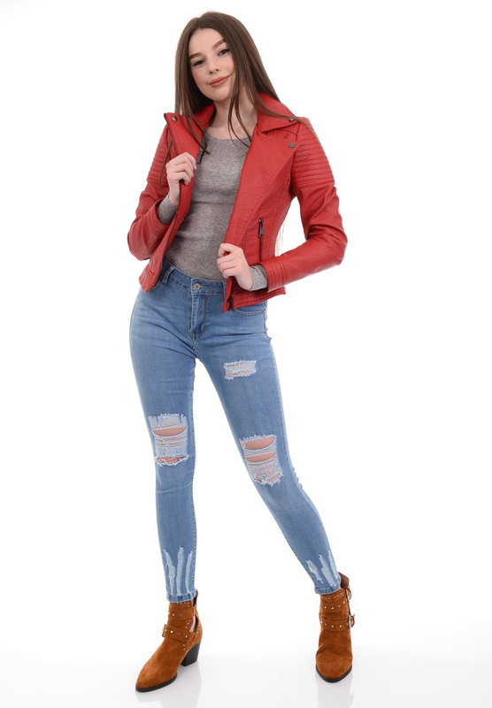 Damska Kurtka Ramoneska Amanda Czerwona