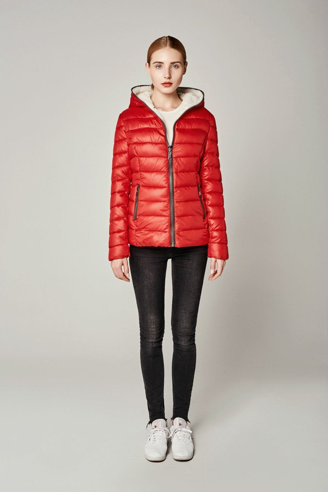 Damska Zimowa Kurtka Ortalionowa Czerwona