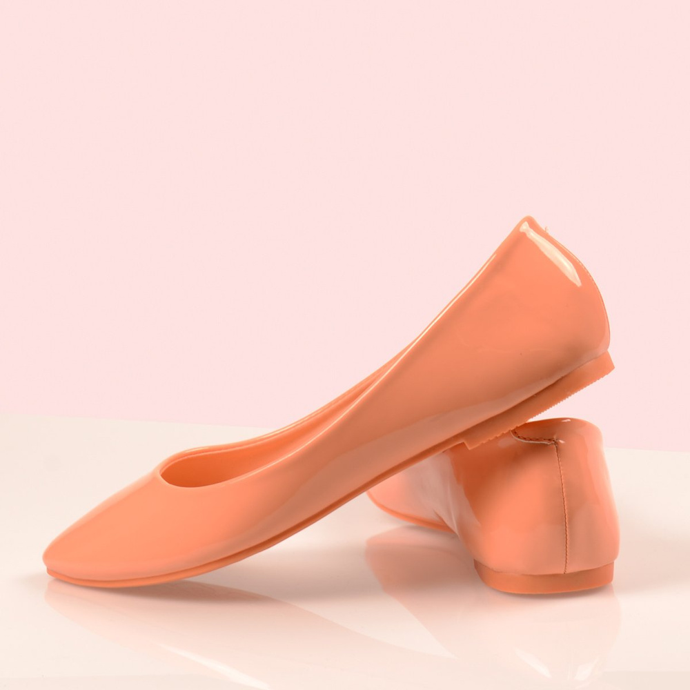 Damskie Buty Baleriny Pastelowe Clarisse Pomarańczowe