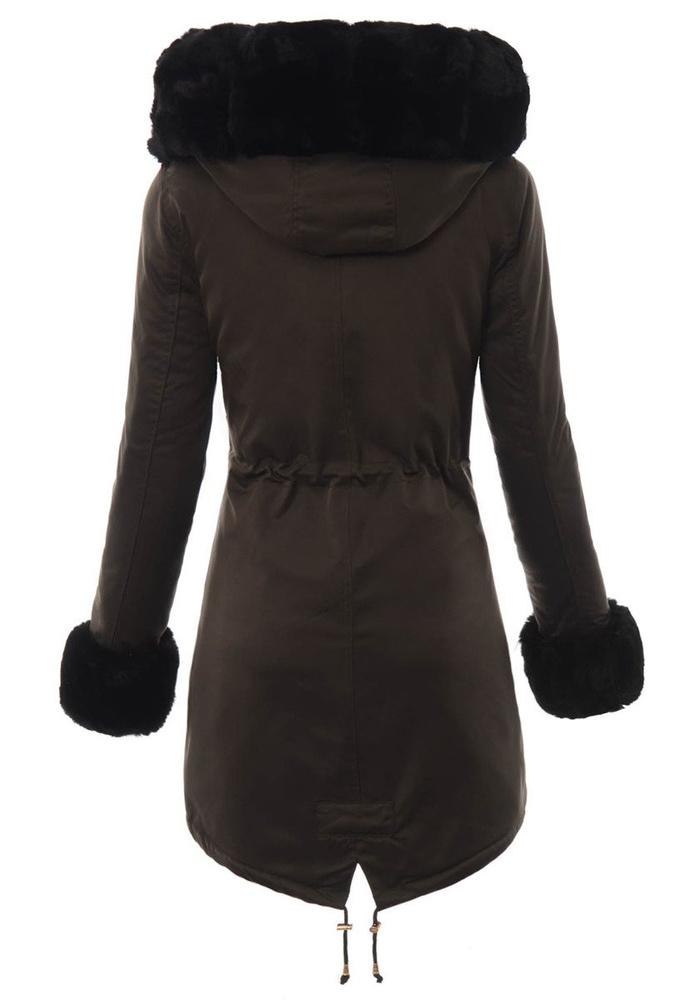 Kurtka Patrycja Zielona Z Czarnym Futerkiem