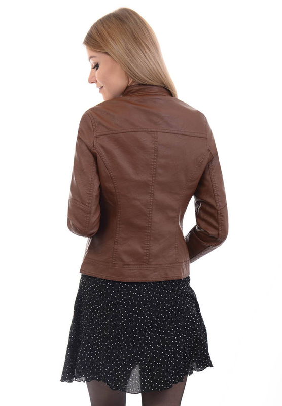 Damska Kurtka Ramoneska Klarisa Brązowa