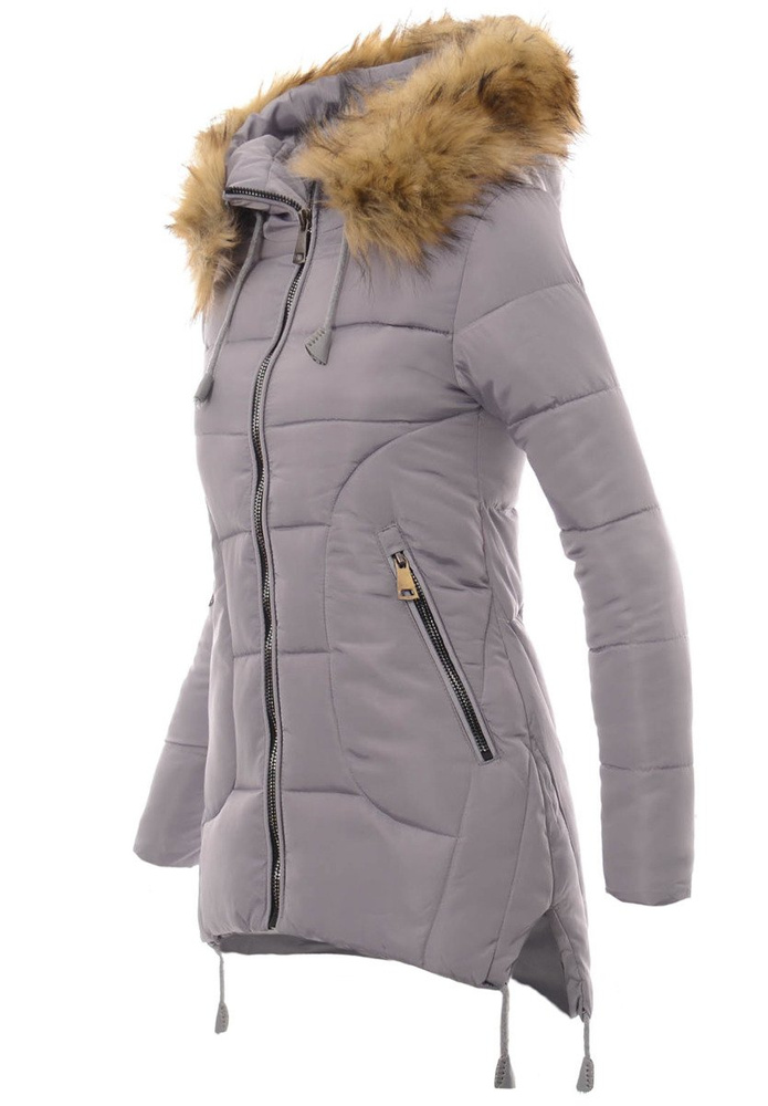 Damska Zimowa Ortalionowa Kurtka Pamela Szara