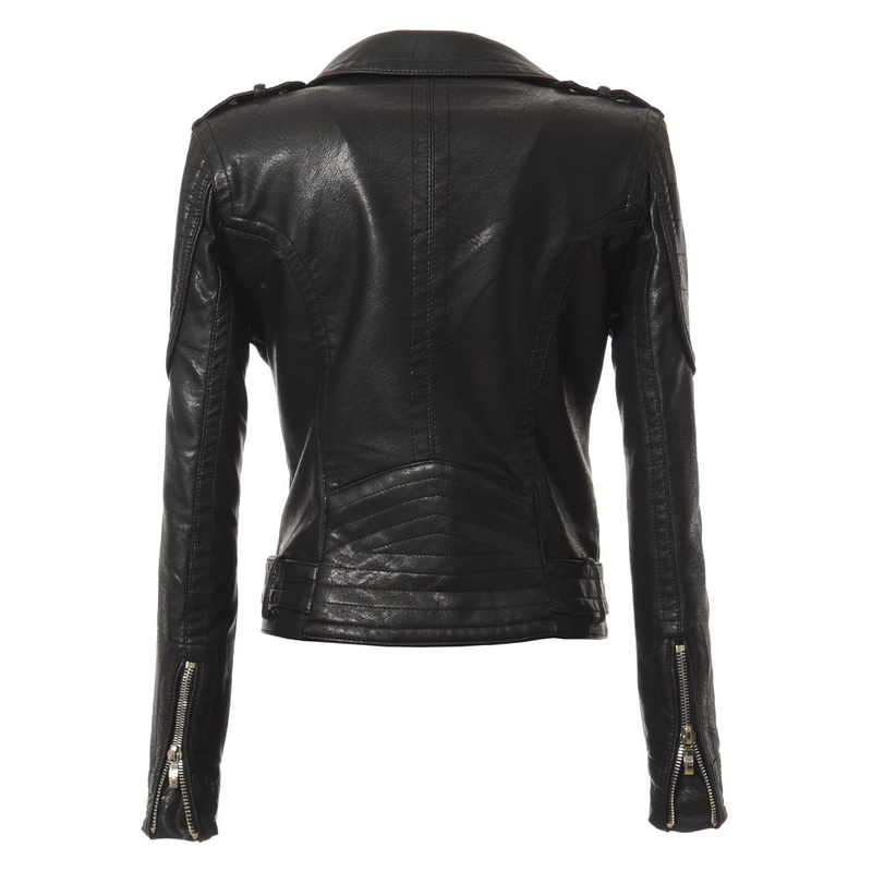 Damska Skórzana Kurtka Ramoneska Czarna