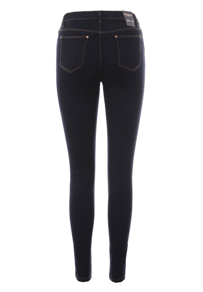 Damskie Spodnie Jeansy Rurki Rozcięcie Granatowe