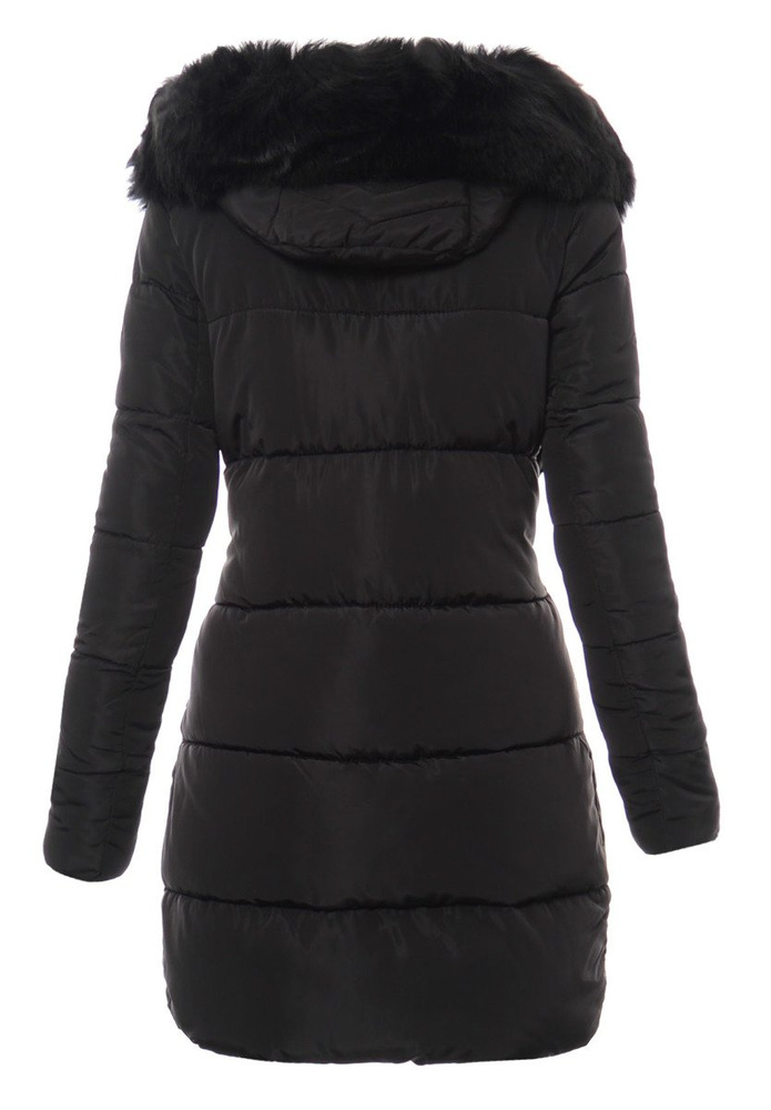 Damska Długa Zimowa Kurtka Ortalionowa Czarna