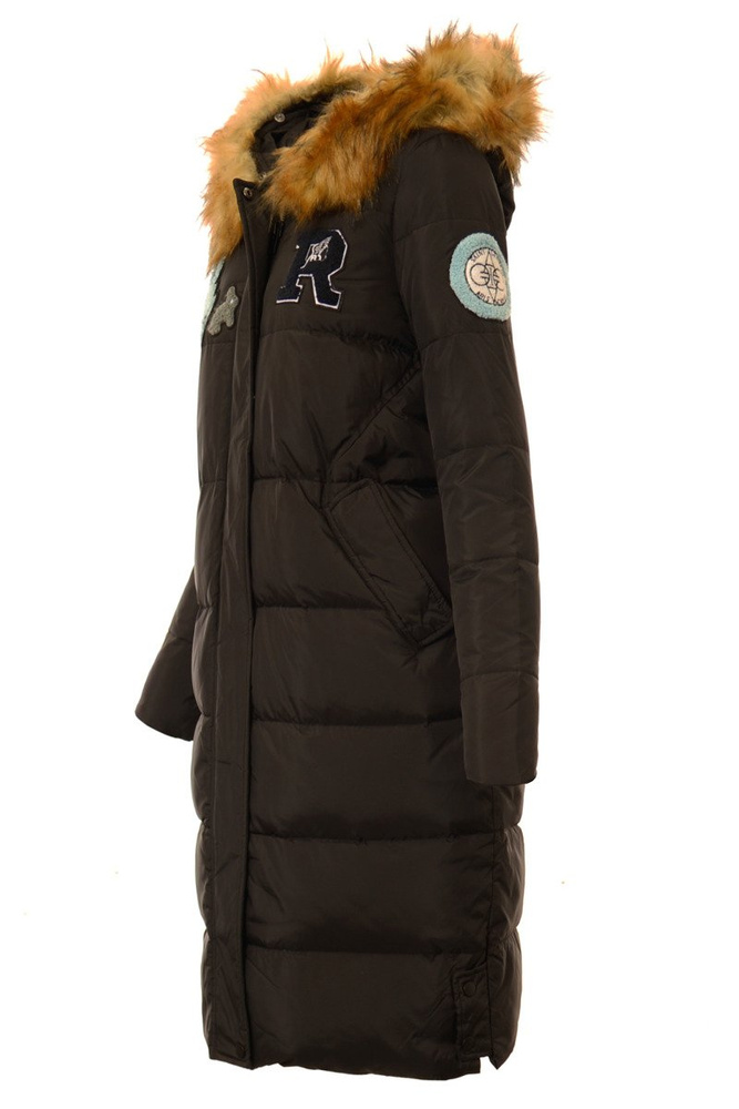 Długa Puchowa Damska Kurtka Zimowa Darcy Czarna