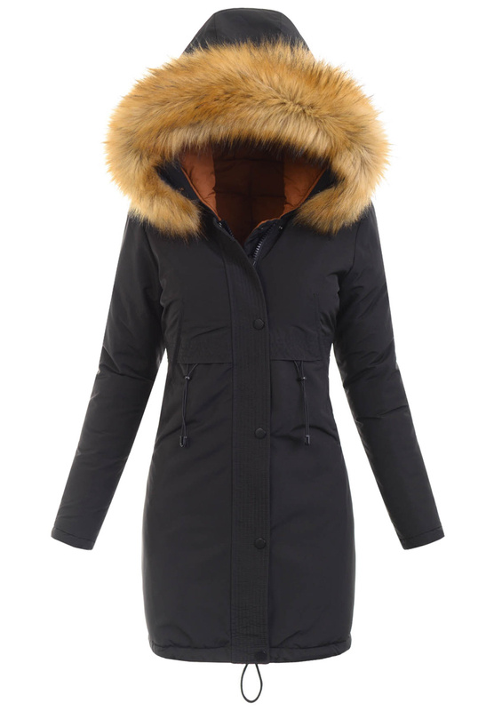 Damska Kurtka Zimowa Parka Dwustronna Eulalia Czarna