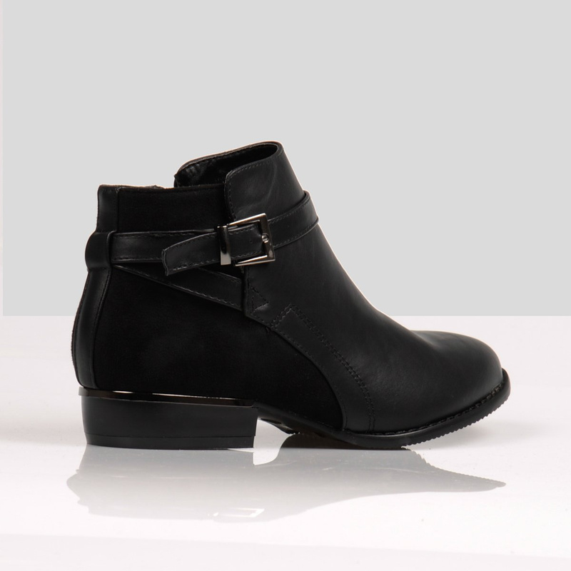 Botki Jazzówki Skóra Welur Zamek Black