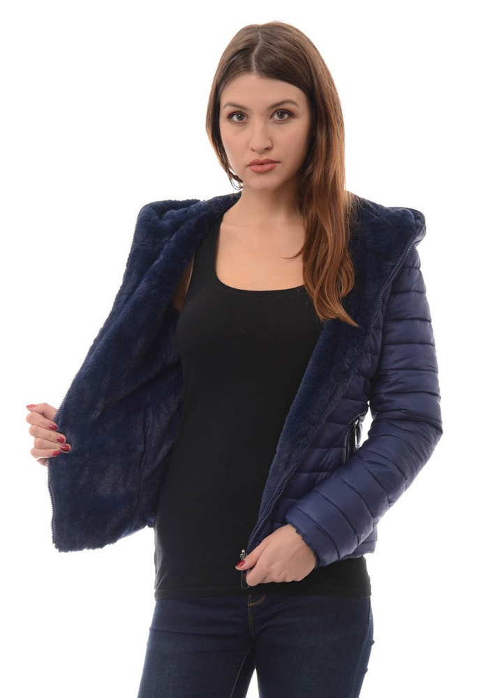 Damska Zimowa Kurtka Ortalionowa Granatowa