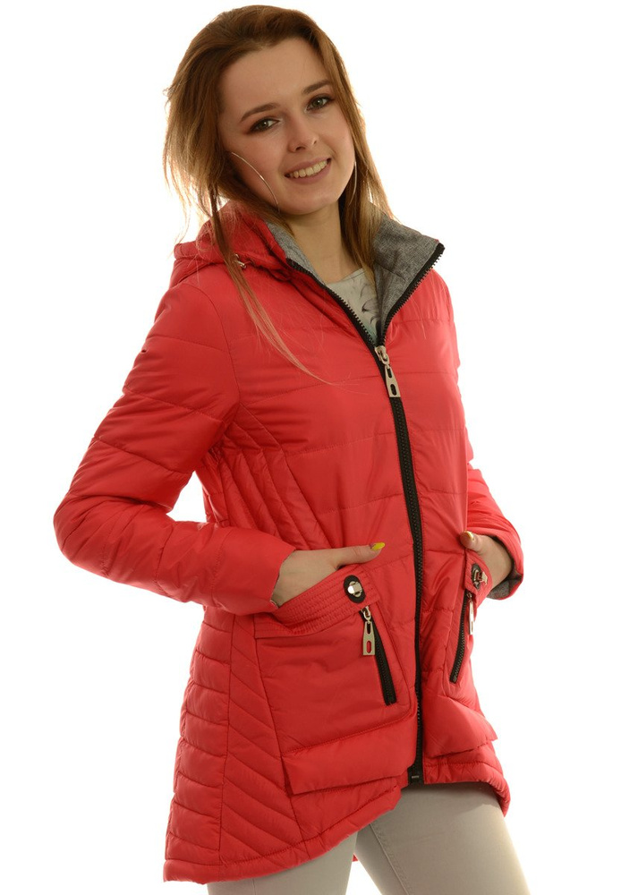 Damska Jesienna Wiosenna Kurtka Zoja Czerwona