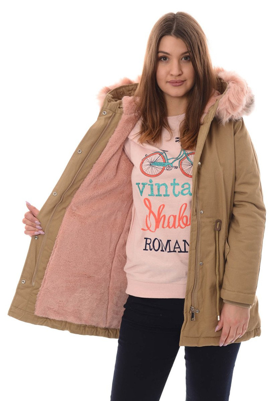 Damska Kurtka Parka Zimowa Kornela Beżowa
