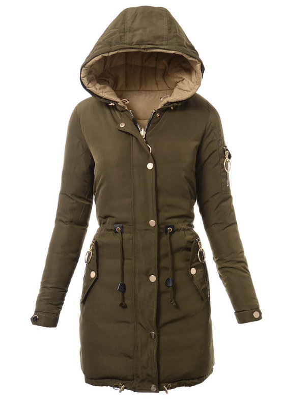 Damska Dwustronna Zimowa Kurtka Ortalionowa Zielona