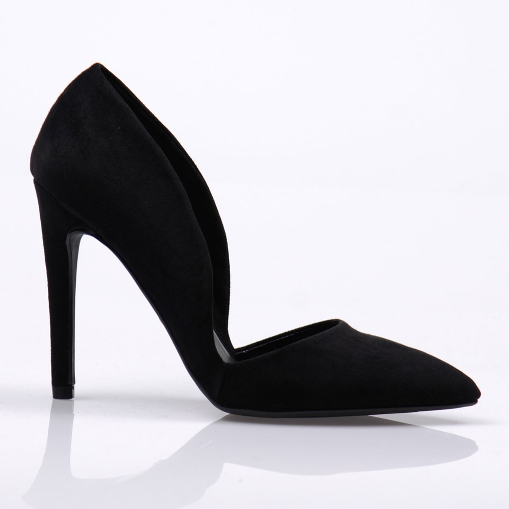 Asymetryczne Welurowe Szpilki Tola Czarne