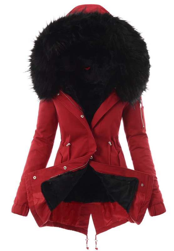 Piękna Damska Kurtka Parka 2w1 Emilia Czerwona