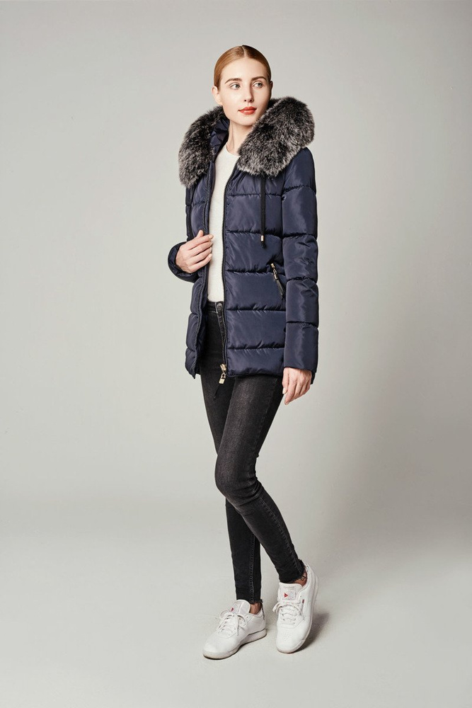 Damska Zimowa Kurtka Ortalionowa Melani Granatowa