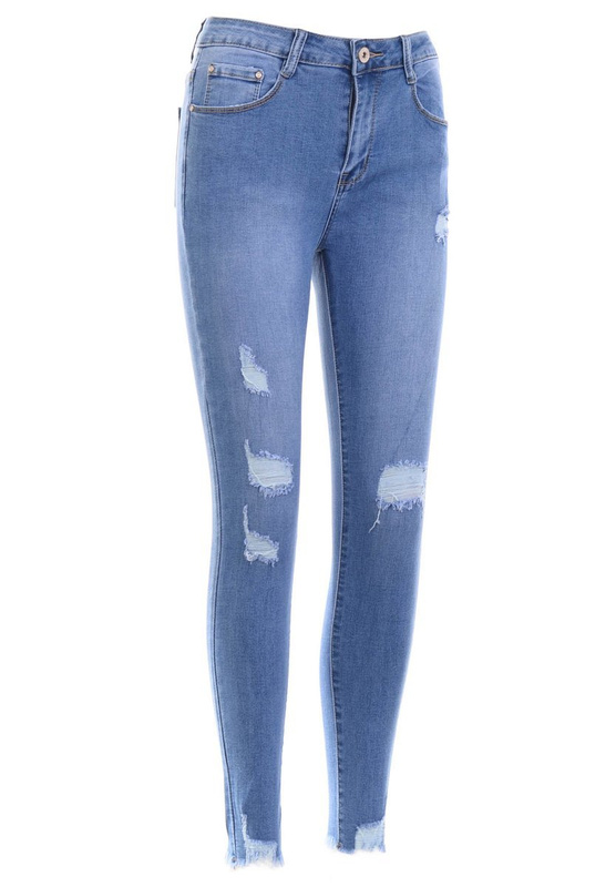 Damskie Spodnie Jeansowe Niebieskie